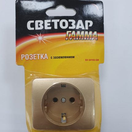 Розетка "Гамма" 1м. з/к.золот.метал. SV-54105-GM