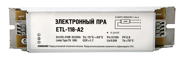 ПРА электронный ETL-118 А2 1х18 Вт/220В