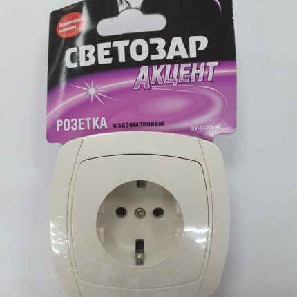 Розетка "SITY LIGHT" 1м. з/к. белый SV-54205-W