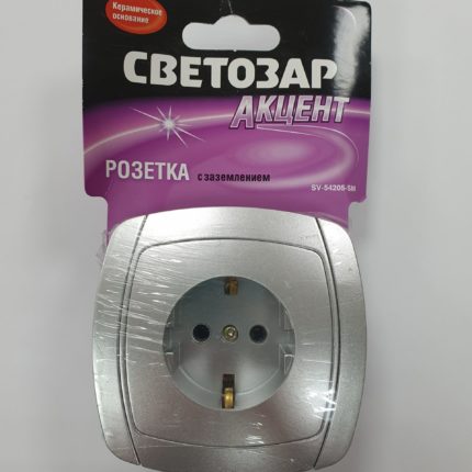 Розетка "Акцент" 1м. з/к. серебр.мет. SV-54205-SM