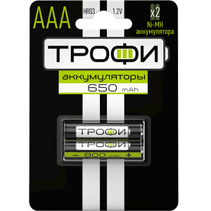 Аккумуляторная батарея Трофи HR03-2BL 650 mAh